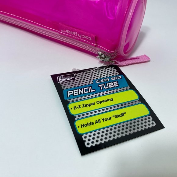 5 Pink Makeup Bag Pencil Case Zipper Organizer Tube - Picture 3 of 9